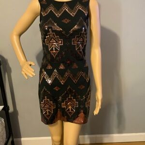 Black and Gold Sequin Dress Express XS NWT